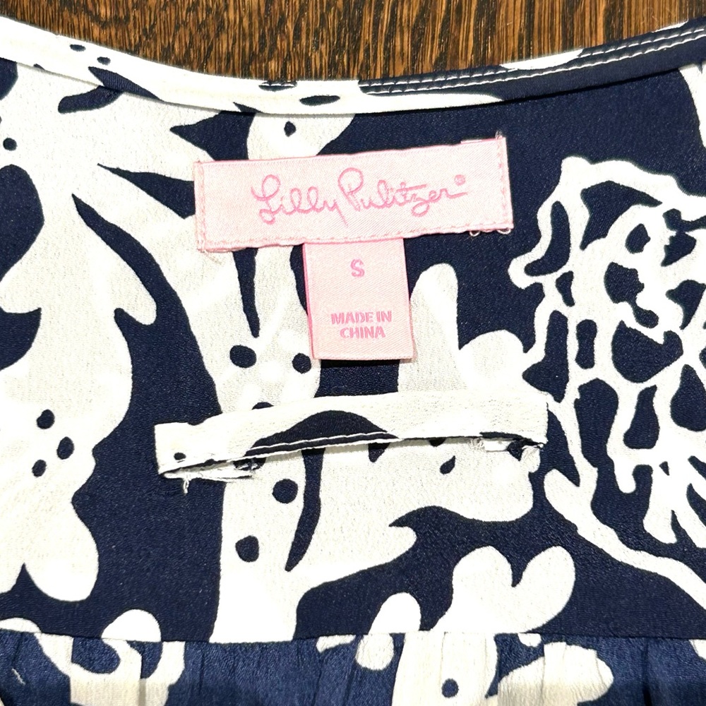 Lilly Pulitzer Navy & White Beaded Wilda Caftan Tunic Dress - Picture 10 of 12